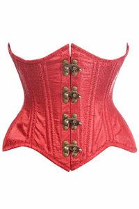 Daisy Corsets Top Drawer Double Steel Boned Wine Brocade Curvy Underbust Corset in Red  from SexyShoes.com