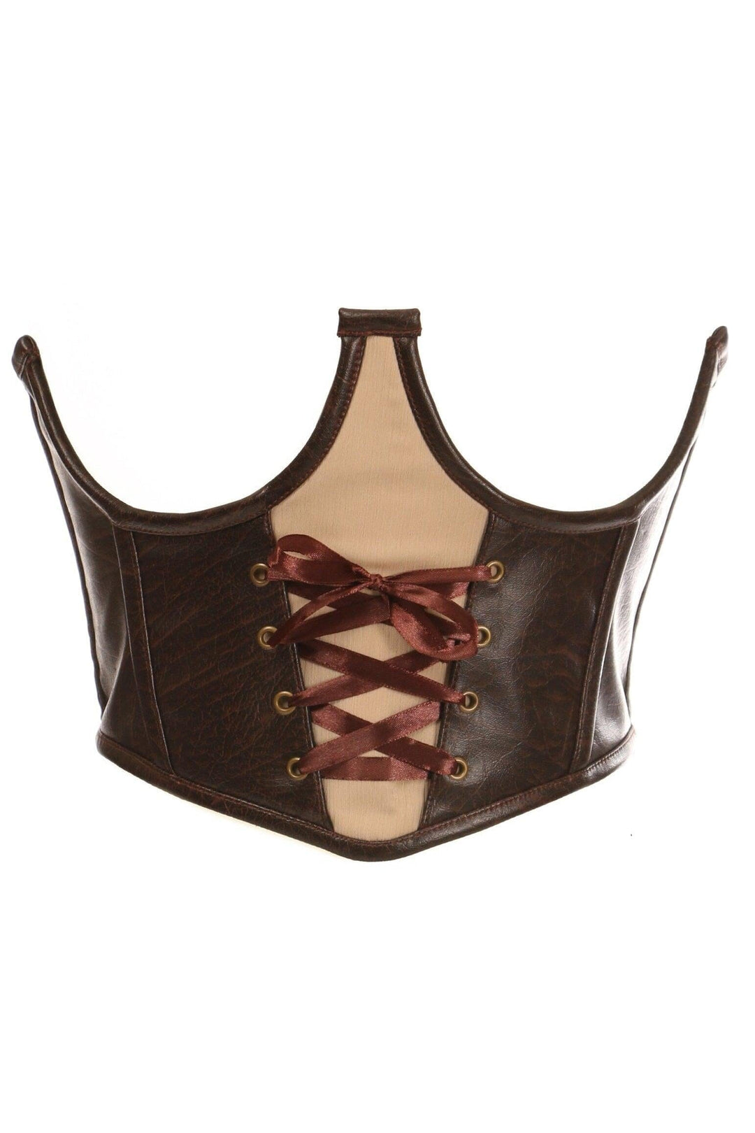 Top Drawer Faux Leather Steel Boned Lace-Up Open Cup Waist Cincher-Waist Cincher-Daisy Corsets-Black-2X-SEXYSHOES.COM