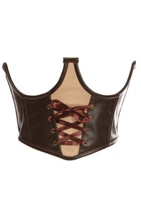 Daisy Corsets Top Drawer Faux Leather Steel Boned Lace Up Open Cup Waist Cincher in Black  from SexyShoes.com