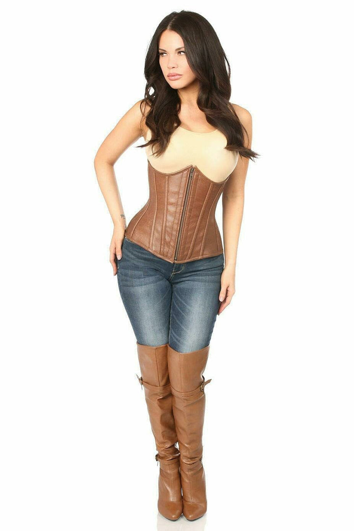 Top Drawer Faux Leather Underbust Corset-Underbust Corsets-Daisy Corsets-SEXYSHOES.COM