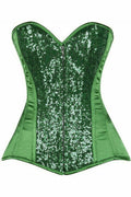 Top Drawer Green Sequin Steel Boned Corset