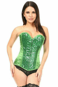 Daisy Corsets Top Drawer Green Sequin Steel Boned Corset in Green 