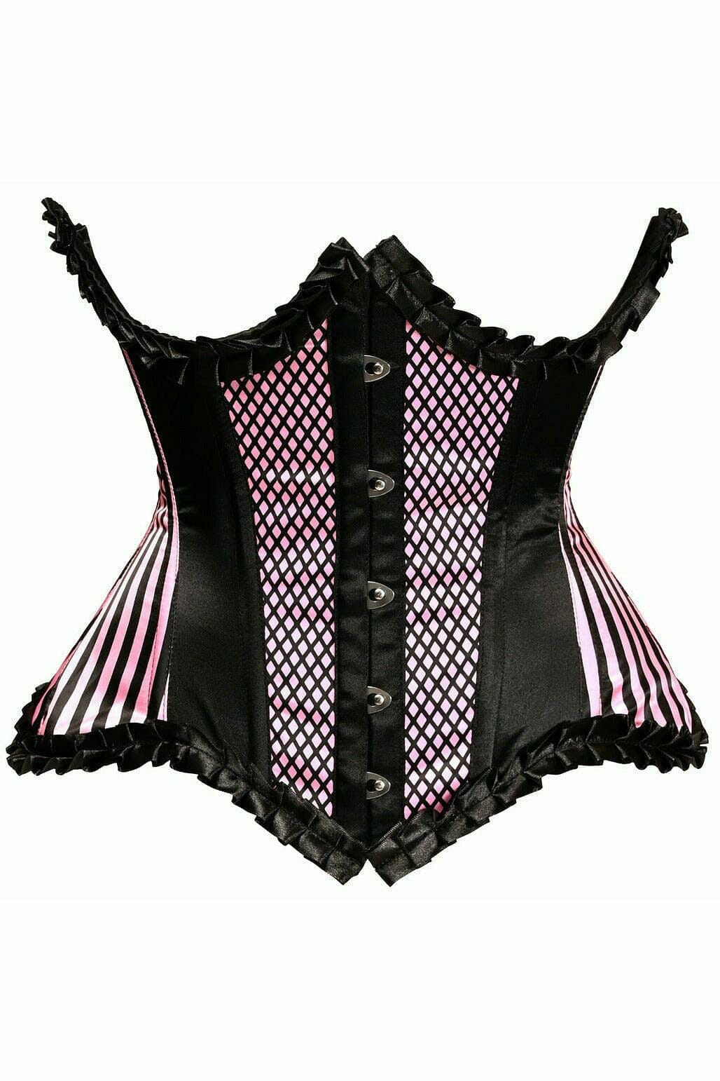 Daisy Corsets Top Drawer Pink Burlesque Underwire Curvy Cut Waist Cincher Corset in Pink  from SexyShoes.com