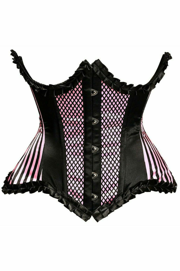 Top Drawer Pink Burlesque Underwire Curvy Cut Waist Cincher Corset-Waist Cinchers-Daisy Corsets-Pink-S-SEXYSHOES.COM