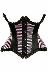 Daisy Corsets Top Drawer Pink Burlesque Underwire Curvy Cut Waist Cincher Corset in Pink  from SexyShoes.com