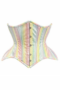 Daisy Corsets Top Drawer Rainbow Glitter Double Steel Boned Curvy Cut Waist Cincher Corset in Rainbow  from SexyShoes.com