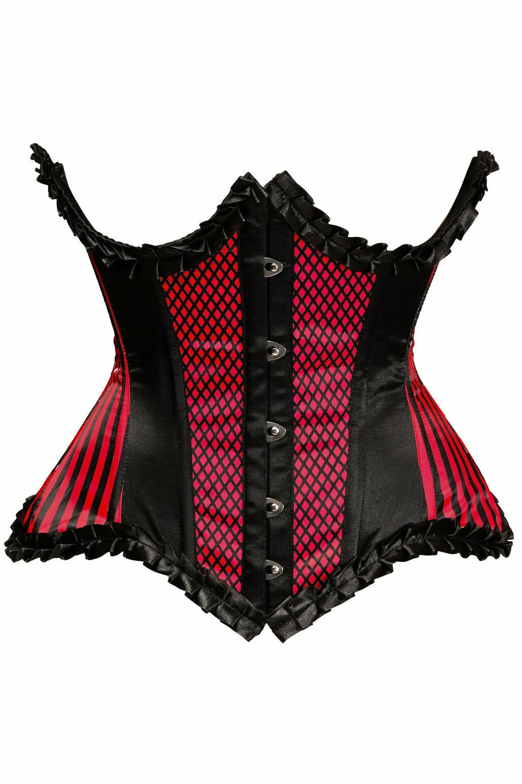 Daisy Corsets Top Drawer Red Burlesque Underwire Curvy Cut Waist Cincher Corset in Red  from SexyShoes.com