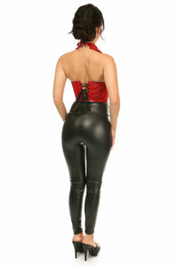 Daisy Corsets Top Drawer Red Patent Steel Boned Collared Bustier Top in Red 