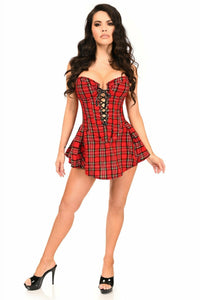 Daisy Corsets Top Drawer Red Plaid Steel Boned Corset Dress in Red  from SexyShoes.com