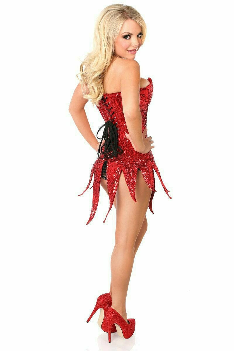 Top Drawer Red Sequin Steel Boned Corset Dress-Corset Dresses-Daisy Corsets-Red-XL-SEXYSHOES.COM