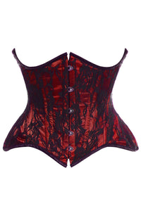 Daisy Corsets Top Drawer Red w/Black Lace Double Steel Boned Curvy Cut Waist Cincher Corset in Red  from SexyShoes.com