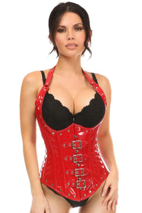 Daisy Corsets Top Drawer Steel Boned Red Patent PVC Vinyl Underbust Corset Top in Red  from SexyShoes.com