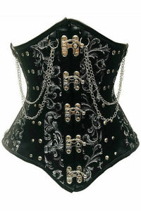 Daisy Corsets Top Drawer Steel Boned Underbust Corset w/Chains and Clasps in Black  from SexyShoes.com