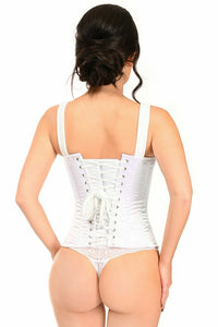 Daisy Corsets Top Drawer White Satin Steel Boned Corset w/Straps in White  from SexyShoes.com