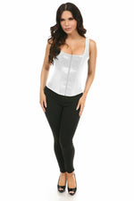 Top Drawer White Satin Steel Boned Uniforming Corset w/Straps