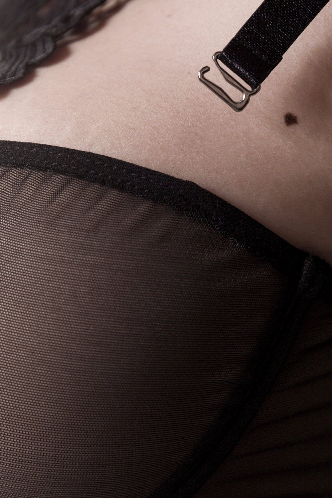 Transparent, Elastic Mesh Garter Set-Fetish Lingerie-Grey Velvet-SEXYSHOES.COM