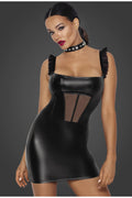 Tulle Panel Powerwetlook Short Dress