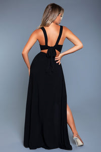 BeWicked Twist Front Tie Back Maxi Dress in Black 