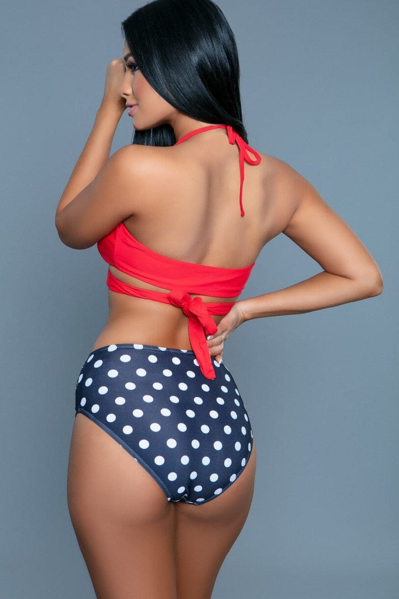 BeWicked Two Piece Swimsuit With Criss Cross Design in Red 