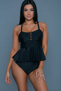 Two Piece Swimsuit With Ruffle Peplum