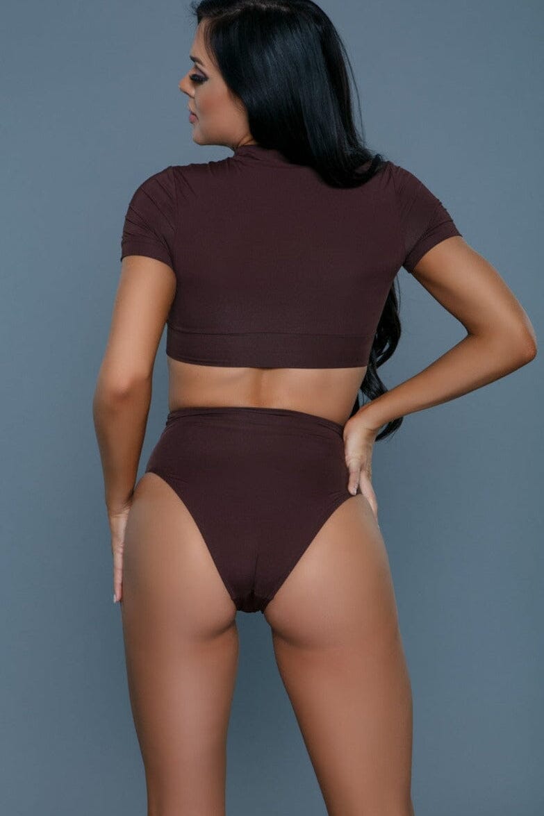 Two Piece Swimsuit With Short Sleeve Top-Two Piece Swim-SEXYSHOES.COM