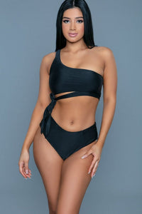 BeWicked Two Piece Swimsuit With Tie Waist Top in Black  from SexyShoes.com