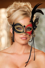 Two Tone Velvet Eye Mask With Feathers