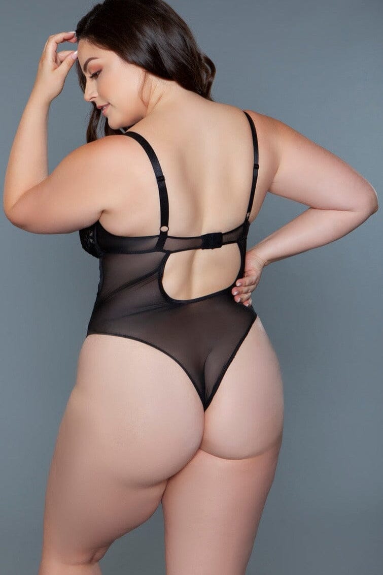 Underwired Cup Bodysuit With Mesh Details