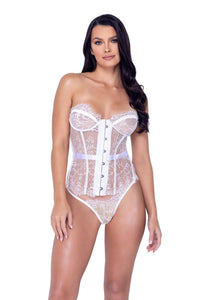 Roma Confidential Underwired Lace Bustier Set in White  from SexyShoes.com