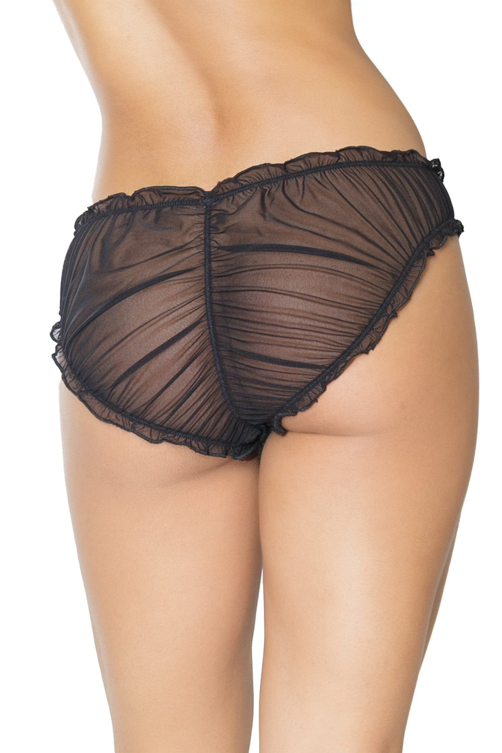Unisex Gathered Panty-Panties-Coquette-Black-O/S-SEXYSHOES.COM