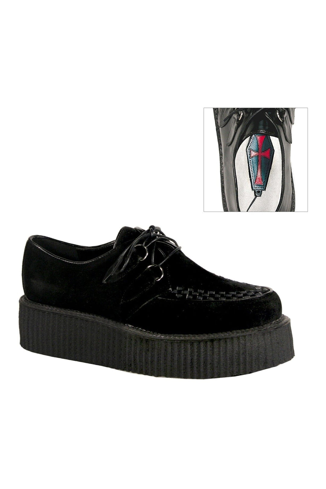 Demonia V-CREEPER-502S Black Vegan Leather Creeper in Black Vegan Leather from SexyShoes.com