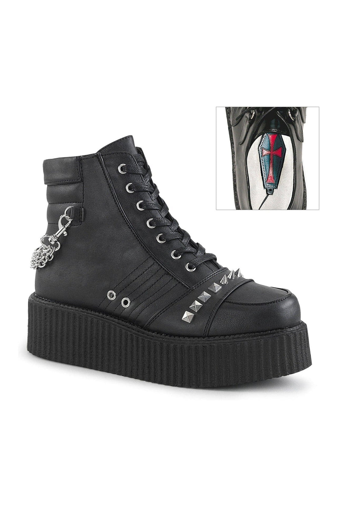 Demonia V-CREEPER-565 Black Vegan Leather Creeper in Black Vegan Leather from SexyShoes.com