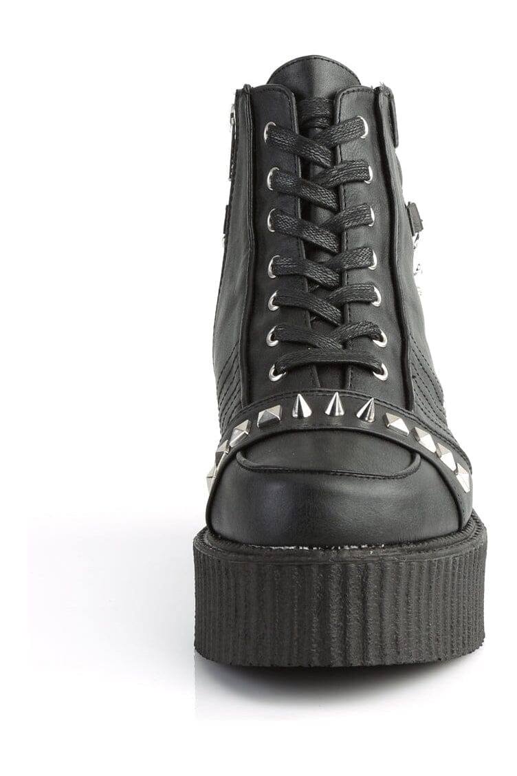 Demonia V-CREEPER-565 Black Vegan Leather Creeper in Black Vegan Leather