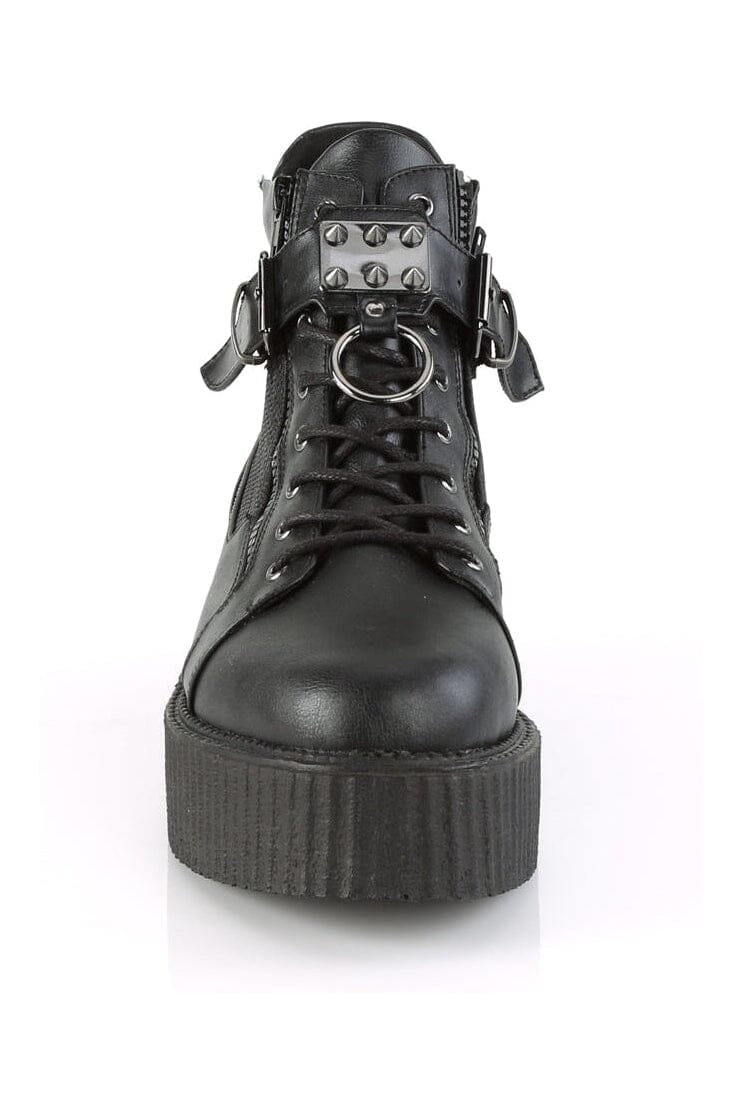 Demonia V-CREEPER-566 Black Vegan Leather Creeper in Black Vegan Leather