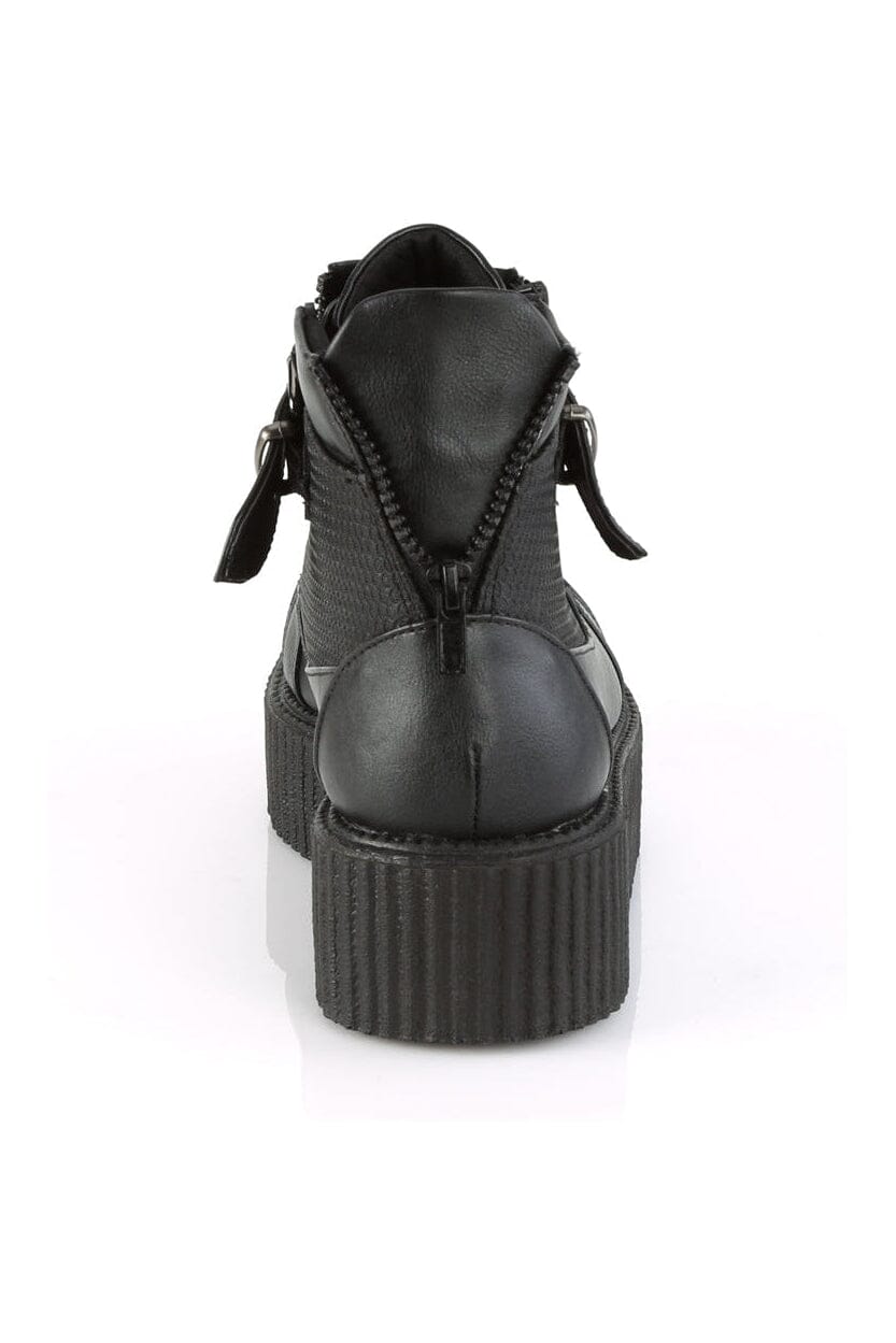 Demonia V-CREEPER-566 Black Vegan Leather Creeper in Black Vegan Leather