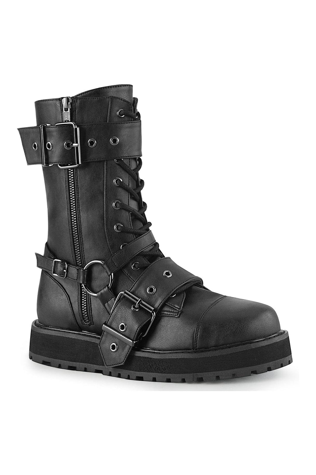VALOR-220 Black Vegan Leather Knee Boot-Knee Boots-Demonia-Black-10-Vegan Leather-SEXYSHOES.COM