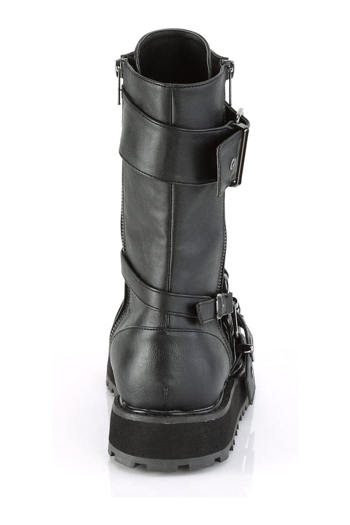 VALOR-220 Black Vegan Leather Knee Boot-Knee Boots-Demonia-SEXYSHOES.COM