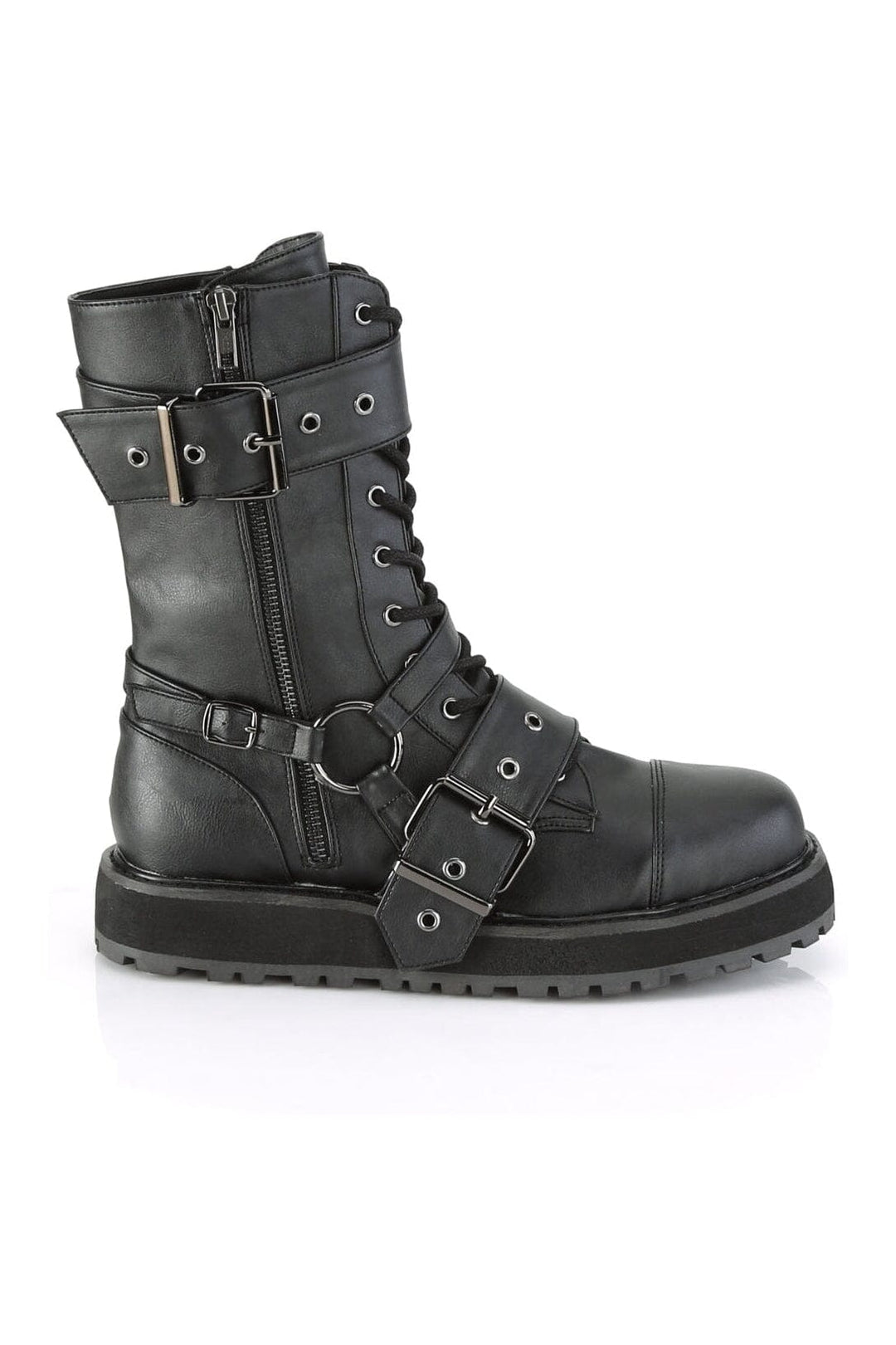 VALOR-220 Black Vegan Leather Knee Boot-Knee Boots-Demonia-SEXYSHOES.COM