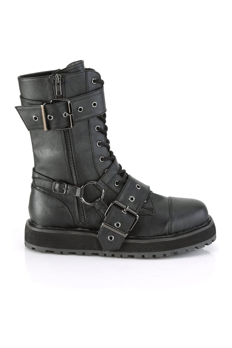 Demonia VALOR-220 Black Vegan Leather Knee Boot in Black Vegan Leather
