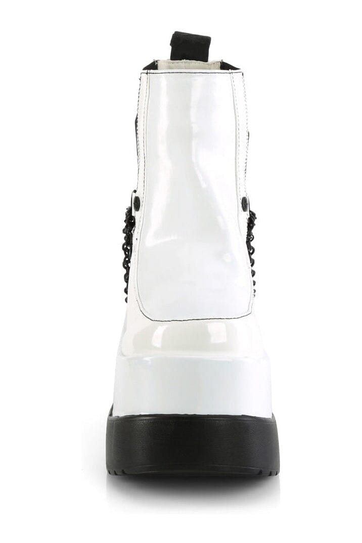 VOID-50 White Hologram Patent Ankle Boot-Ankle Boots-Demonia-SEXYSHOES.COM