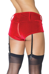 Velvet Belted Booty Shorts-Booty Shorts-Coquette-Red-O/S-SEXYSHOES.COM