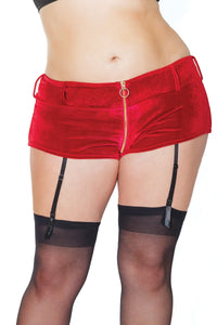 Coquette Velvet Belted Booty Shorts in Red  from SexyShoes.com
