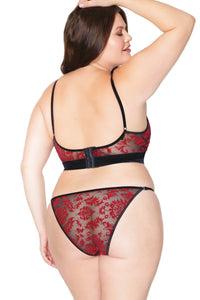Velvet Bra And Panty Set | Plus Size-Lingerie Sets-Coquette-Red-Q-SEXYSHOES.COM