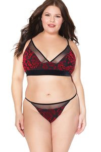 Coquette Velvet Bra And Panty Set in Red  from SexyShoes.com