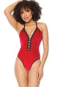 Coquette Velvet Teddy in Red  from SexyShoes.com