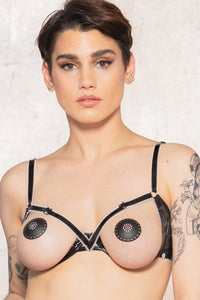 Patrice Catanzaro FLOCON Vinyl Open Cup Bra in Black  from SexyShoes.com