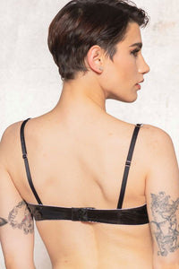 Patrice Catanzaro FLOCON Vinyl Open Cup Bra in Black 
