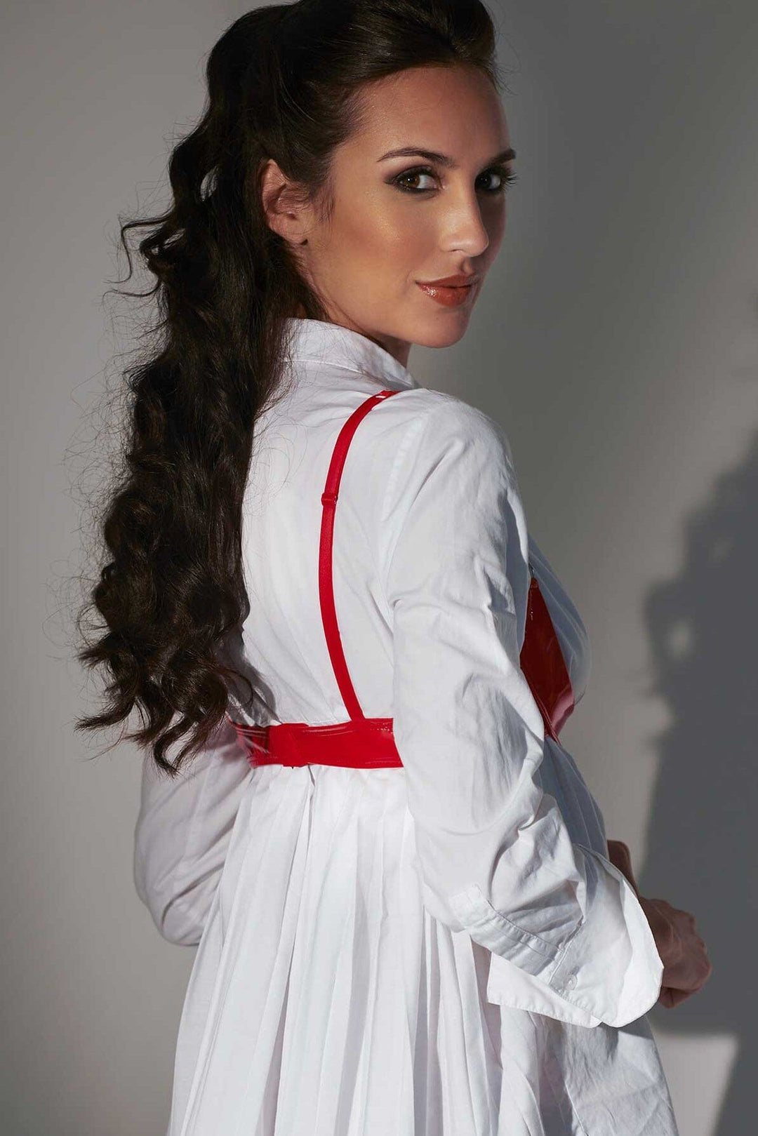 Patrice Catanzaro Vinyl Cupless Underwire Shelf Bra in Red 