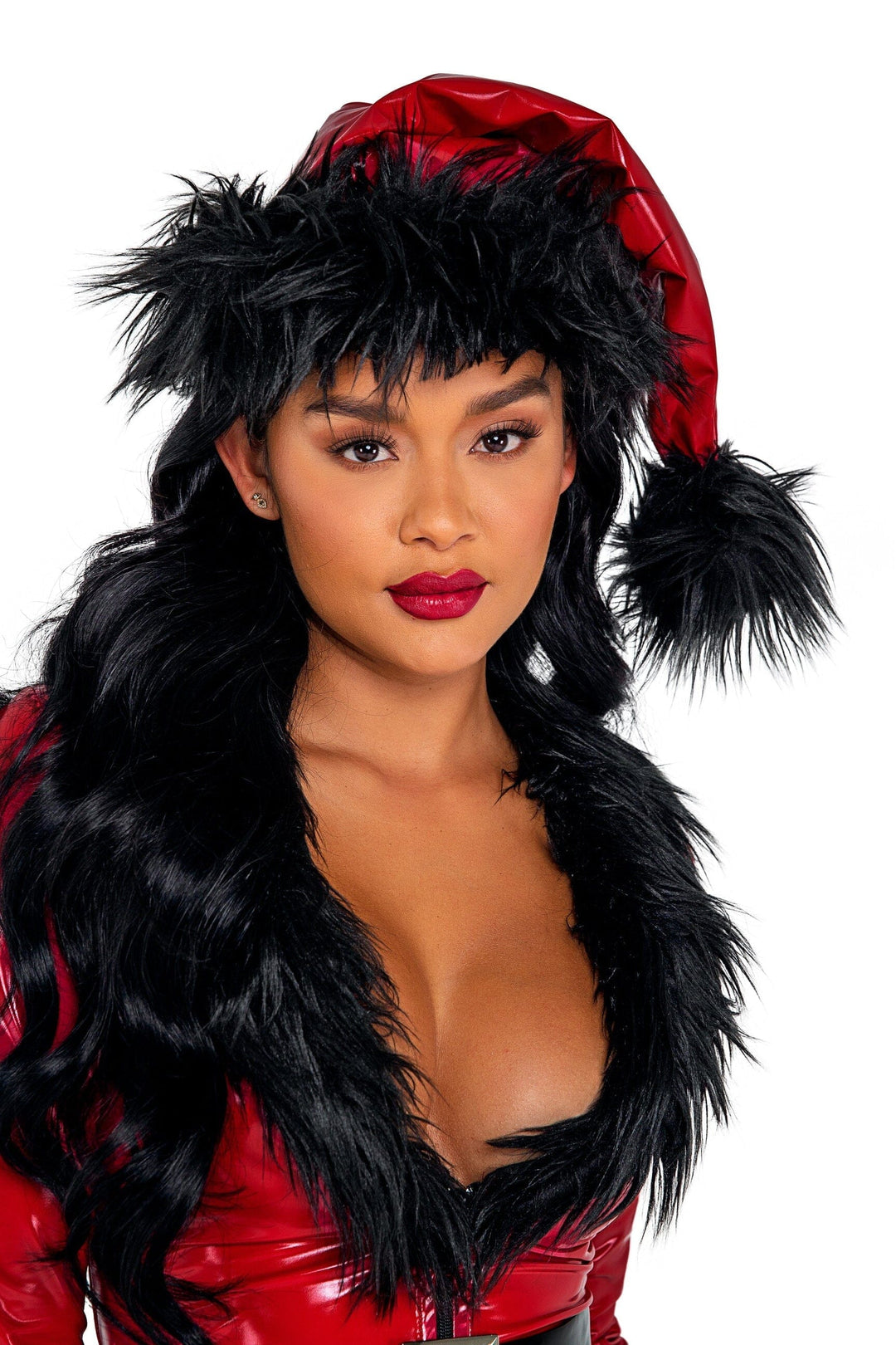 Vinyl & Faux Fur Santa Hat-Costume Hats-Roma Costumes-Red-O/S-SEXYSHOES.COM