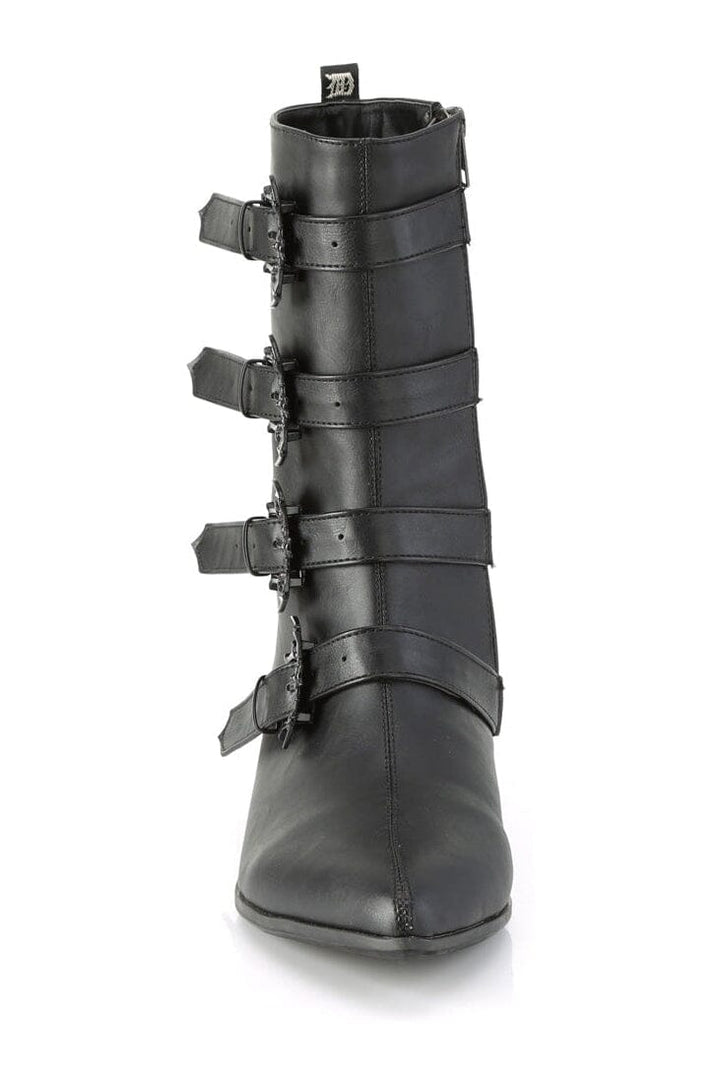 WARLOCK-110-B Black Vegan Leather Knee Boot